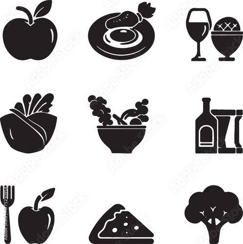 Food and Beverage Icons Collection drink apple