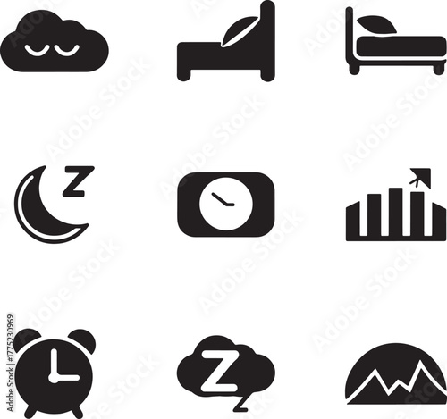 Icon Set Representing Sleep and Rest icons symbols