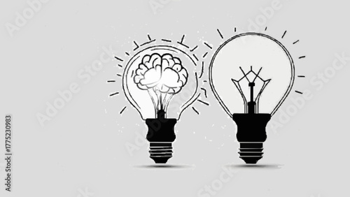 Bright idea concept with a glowing light bulb representing innovation and creativity in design