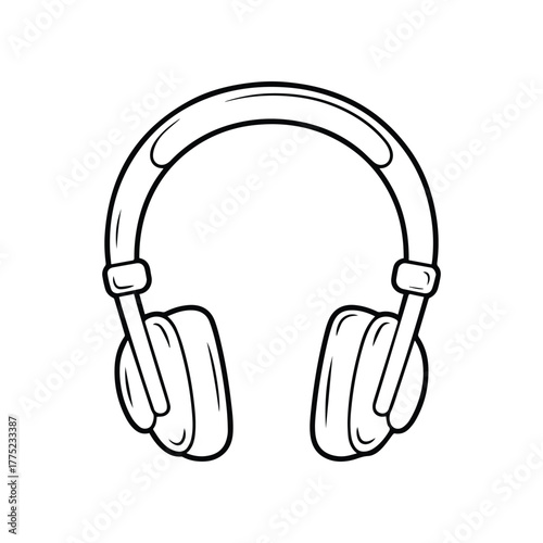 headphones outline coloring book page vector and illustration line art