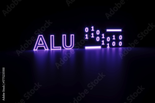 ALU neon concept self illumination background 3D illustration