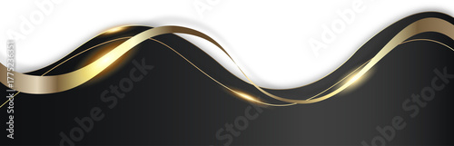 Christmas gold black line curve border corner header footer vector design element