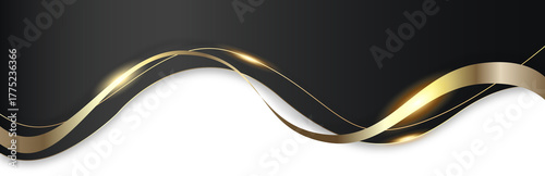 Christmas gold black line curve border corner header footer vector design element