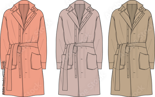 Elegant Trench Coat Variations A Stylish Illustration for Fashion and Design Projects