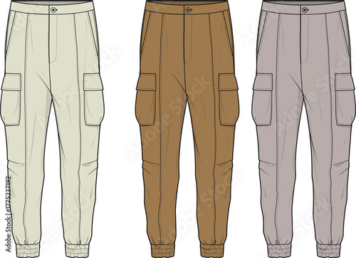 Fashionable Cargo Pants Casual Comfort and Utility in Three Earthy Tones