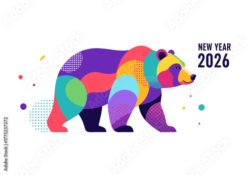 Cartoon bear cub character with a cute expression on a white background with copy space
