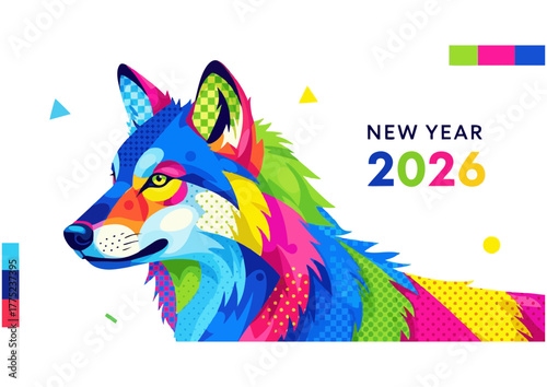 Stylized wolf silhouette in blue, representing wildlife and nature