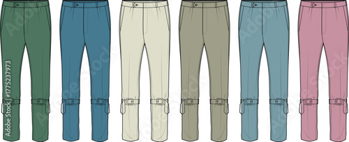 A Rainbow of Trousers A Variety of Colors for Stylish Pants, Fashion and Apparel Design Elements