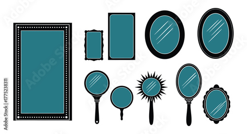 Collection of various mirrors with different shapes and frames