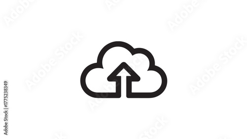 Cloud upload icon simple line vector illustration for data transfer and storage isolated on white background