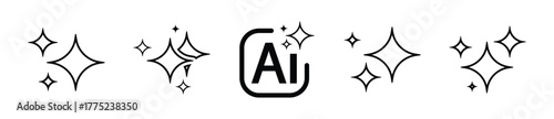 Ai generate linear solid icon set. Set of ai logo, ai generate symbol - Vector 