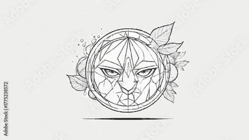 Gothic illustration with evil cartoon design for Halloween tattoo art