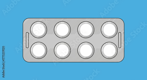 Pills in blister pack with transparent background