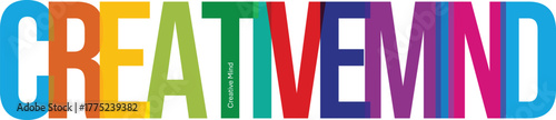 Inspiring Creative Mind typography with vibrant overlapping letters representing innovative thought and imagination