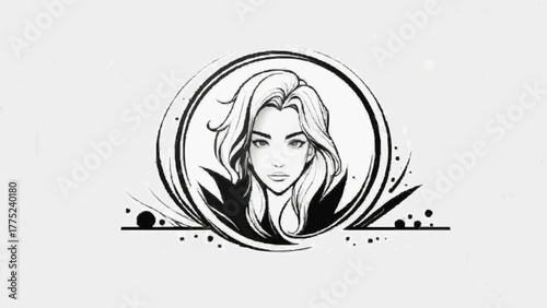 Black silhouette vector illustration of a woman's face and hair in profile for a beauty logo design or fashion icon
