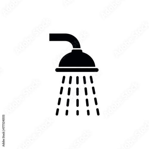Shower head spraying water icon Keywords: shower, shower head, water, spray, spraying, stream