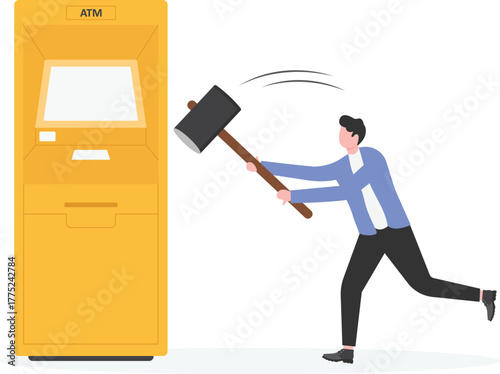 atm machine with business character,
