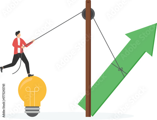 Control Uncertainty, Businessman Pushes Volatility Graph
