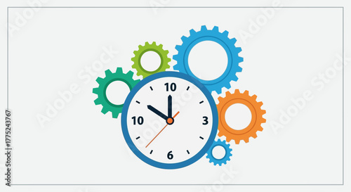 Clockwork mechanism with gears and time concept