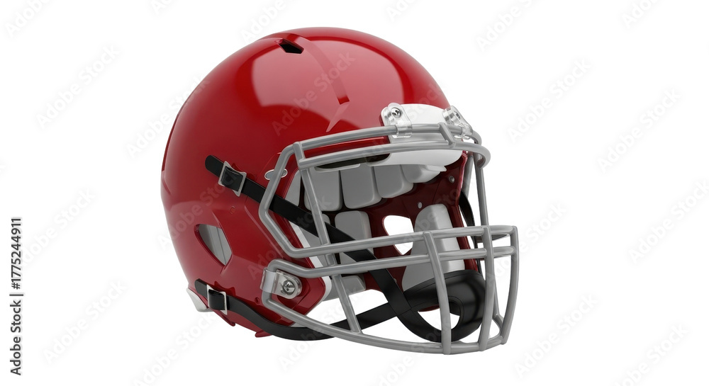 Fototapeta premium Red American Football Helmet Isolated on White Background