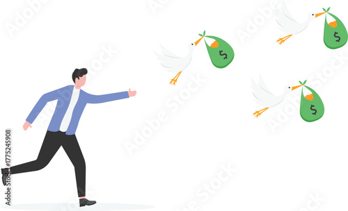 businessman effort to get money, business concept
