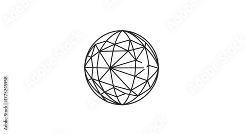 Geometric sphere outline with transparent background