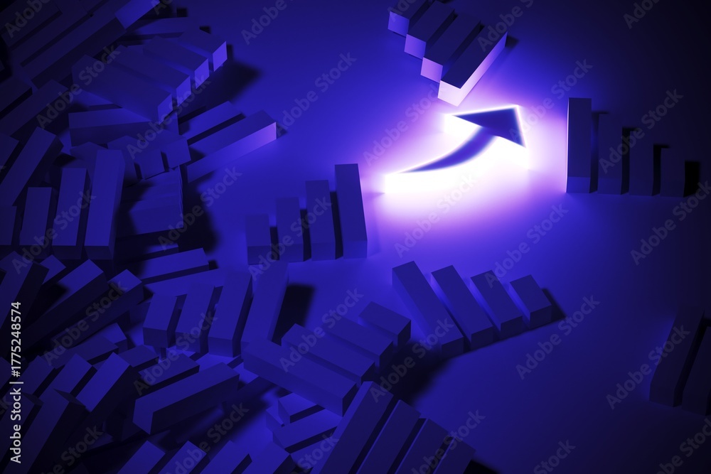 Fototapeta premium Arrow business neon concept self illumination background 3D illustration0246
