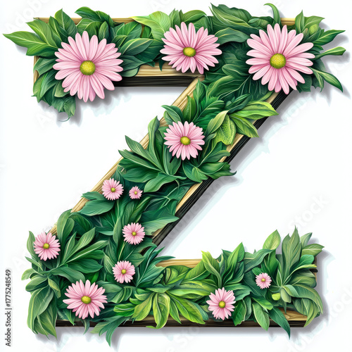 floral alphabet letter Z