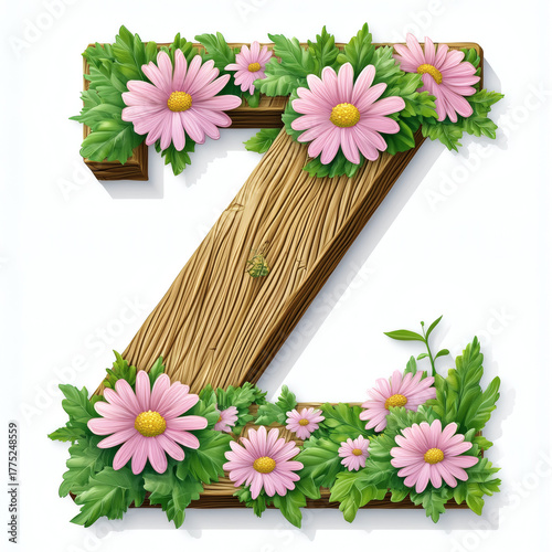 floral alphabet letter Z