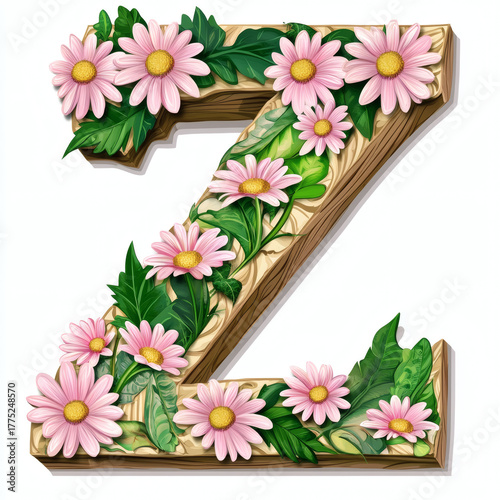 floral alphabet letter Z
