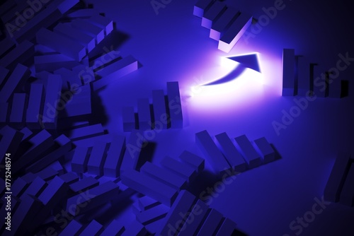 Arrow business neon concept self illumination background 3D illustration0246