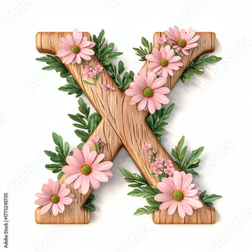 floral alphabet letter X