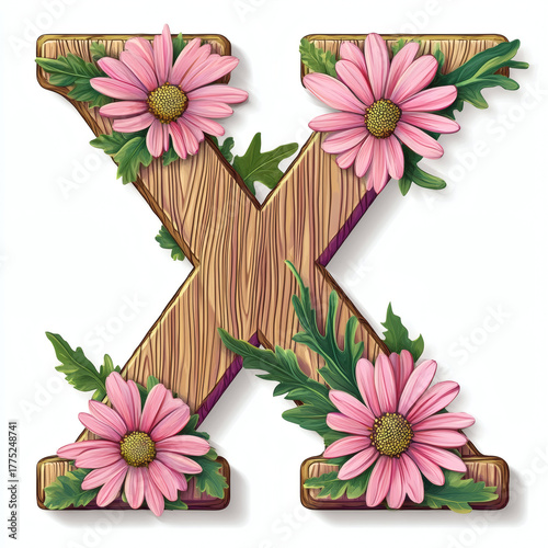 floral alphabet letter X