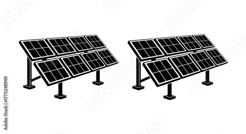 Two solar panel arrays presented in a simple black and white style