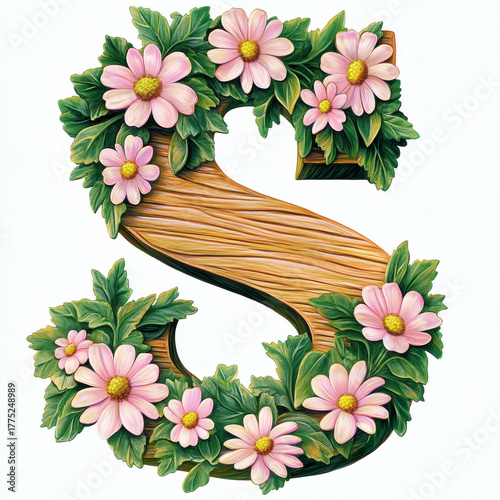 floral alphabet letter S
