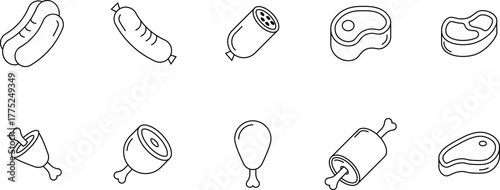 set of meat icons collection