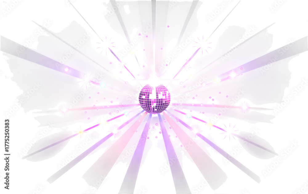 Obraz premium Disco Ball Explosion with Sparkling Light Rays in a Dark Background