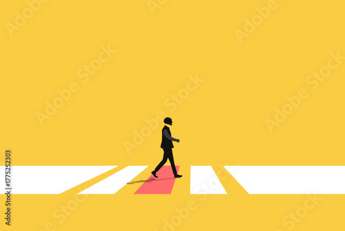 Businessman follow a path for business opportunities. visionary leadership different business routes. Symbol of ambition, motivation and long road ahead