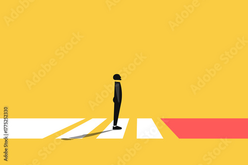 Businessman follow a path for business opportunities. visionary leadership different business routes. Symbol of ambition, motivation and long road ahead