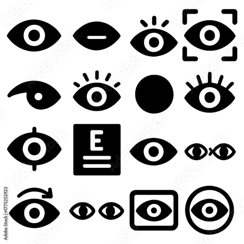Visual Acuity: A compilation of eye icons and symbols, showcasing concepts related to sight, vision, and optical clarity.