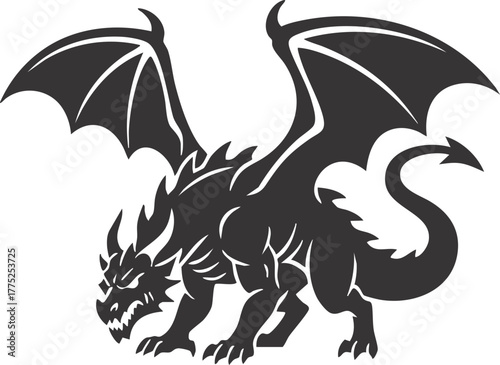 Dragon vector illustration, dragon icon, isolated on transparent background 
