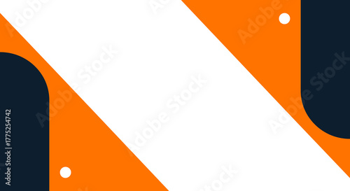 Abstract Geometric Background Template with Orange, Navy Blue, and Diagonal White Stripe