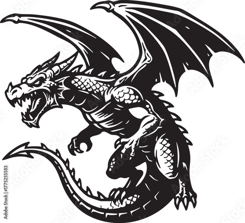 Dragon vector illustration, dragon icon, isolated on transparent background 