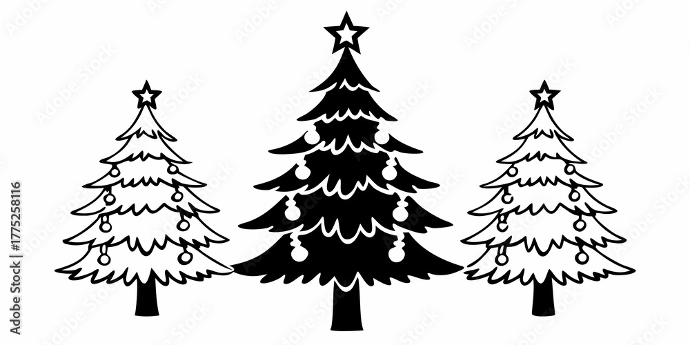 Obraz premium Christmas Trees Pictogram Set 