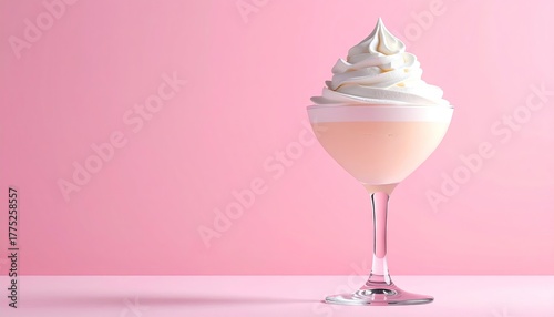 Wallpaper Mural Elegant Cocktail Glass with Whipped Cream on Pink Background Studio Shot Torontodigital.ca