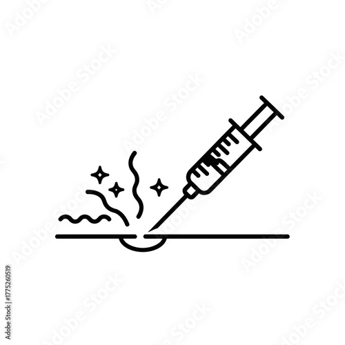 Vaccine Injection Icon | Medical Syringe Symbol | Immunization Health Care Vector Illustration