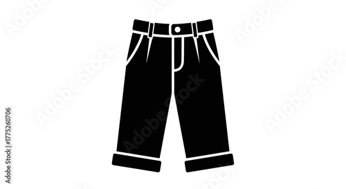 Simple black and white illustration of classic men s dress shorts