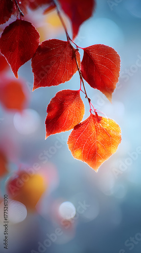 AI generated red leaves in digital art