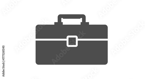 A simple, minimalist icon representing a dark gray briefcase on a white background.