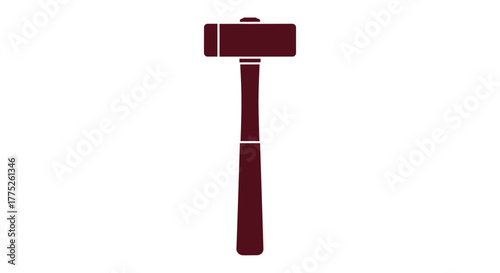 Illustration of a dark red mallet or gavel isolated on a plain white background.